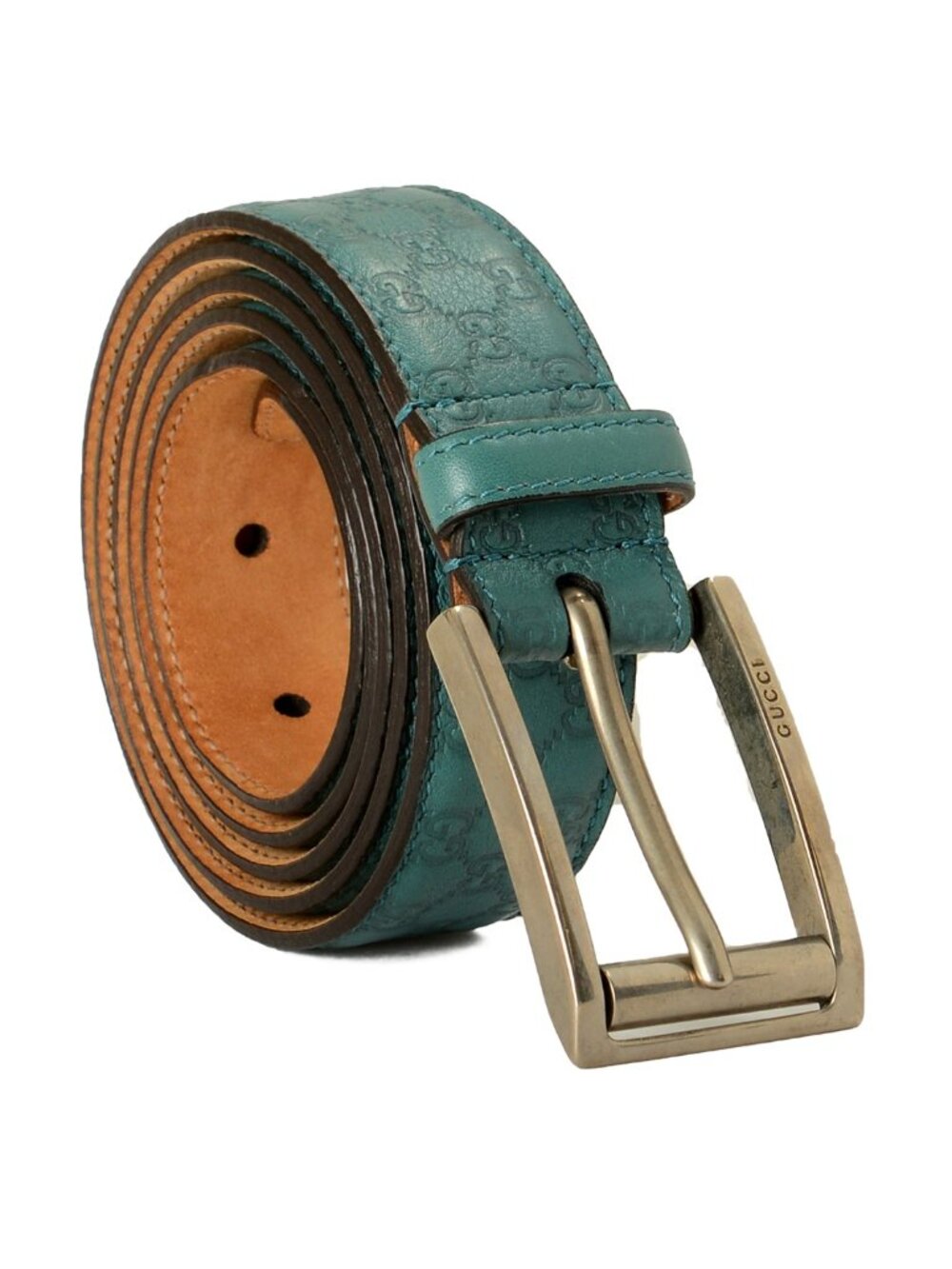 Gucci Teal Blue GG 100% Leather Belt US 44 IT 110
